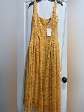 Alex Marie Golden Yellow Lace Maxi Dress